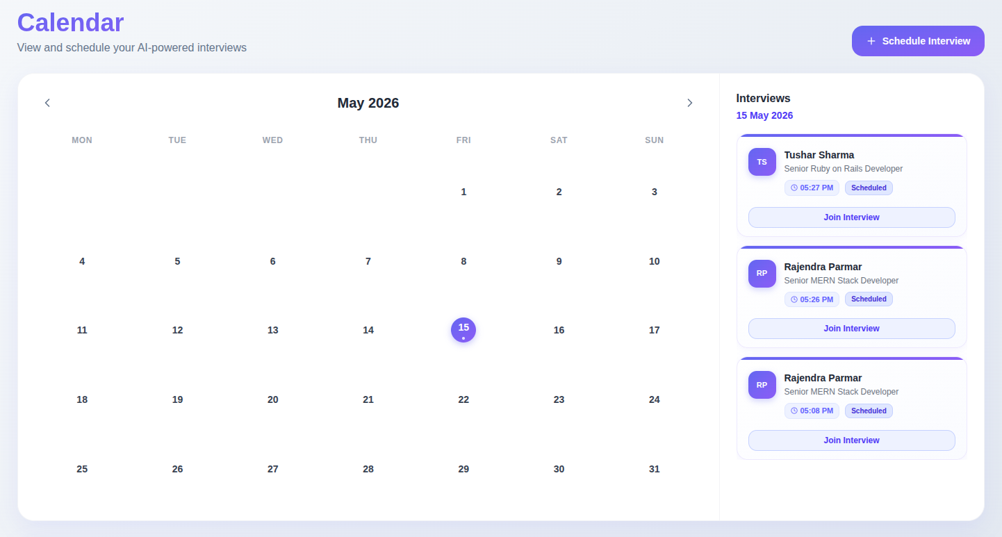 HireSight scheduling calendar